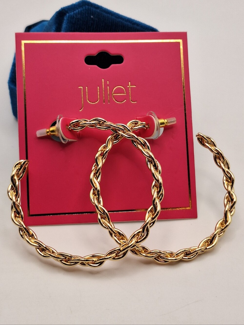 NWT Juliet Gold Tone Braided Twist Large Hoop Earrings
